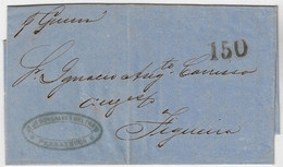 Brazil 1868 Fold Cover Pernambuco To Figueira Portugal Cancel 150 Reis Compagnie Messageries Maritimes Steamer Guienne - Storia Postale