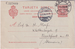 Postkarte Spanien / Tarjeta Postal Espana - Gelaufen Von MADRID Nach FRANKFURT Allemagne - 1850-1931