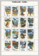 Chile 1990 , Bird, Birds, Rhea, Swan, Flamingo, Duck, M/S Of 16v, MNH** - Ostriches