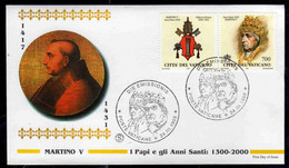 CITTÀ DEL VATICANO VATIKAN VATICAN CITY 1998 I PAPI E GLI ANNI SANTI PAPA MARTINO V LIRE 700 FDC FILAGRANO - Used Stamps
