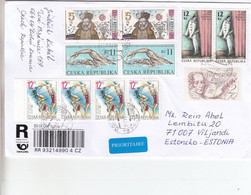 GOOD CZECH " REGISTERED " Postal Cover To ESTONIA 2021 - Good Stamped: Sport / Volley / Swimmer ; Brahe - Briefe U. Dokumente