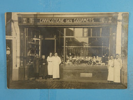 Carte Photo Marchienne-au-Pont 1923 Devanture De Magasin Charcuterie Des Gourmets - Charleroi