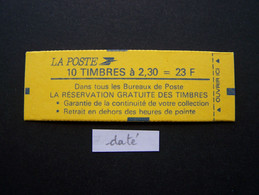 2614-C3 CONF.9 CARNET DATE DU 24.11.89 FERME 10 TIMBRES LIBERTE DE GANDON 2,30 ROUGE (BOITE B) - Modern : 1959-…