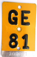 Velonummer Mofanummer Genf Genève GE 81, Gelb - Placas De Matriculación