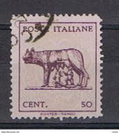 LUOGOTENENZA  VARIETA':  1944  LUPA  -  50 C. VIOLETTO  E  GRIGIO  LILLA  US. -  D. 11 1/2  -  C.E.I. 471 A - Used