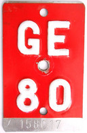 Velonummer Genf Genève GE 80 - Plaques D'immatriculation