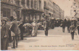 (06) NICE. Marché Aux Fleurs. Façade De L'Opéra (Très Animée + Rare Cachet "Hôpital Auxiliaire Villefranche S/Mer") - Other & Unclassified