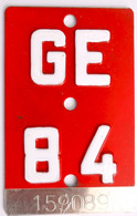 Velonummer Genf Genève GE 84 - Plaques D'immatriculation