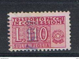 REPUBBLICA  VARIETA':  1953  PACCHI  IN  CONCESSIONE  -  £. 10  ROSA  PARTE  DX. US. -  R. III°  SX. A.  -  C.E.I. 4 A - Pacchi In Concessione