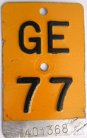 Velonummer Mofanummer Genf Genève GE 77, Gelb - Number Plates