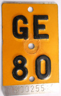 Velonummer Mofanummer Genf Genève GE 80, Gelb - Number Plates