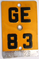 Velonummer Mofanummer Genf Genève GE 83, Letzte Kleine Töfflinummer GE !!! - Number Plates