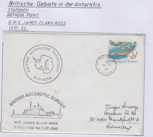 British Antarctic Territory (BAT) 1991 Cover Ship Visit RRS James Clark Ross  Ca Rothera 10 DE 1991 (RH187) - Covers & Documents