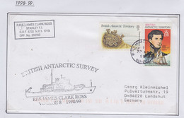 British Antarctic Territory (BAT) 1998 Cover Ship Visit RRS James Clark Ross  Ca Rothera 30 NO 1998 (RH188C) - Lettres & Documents