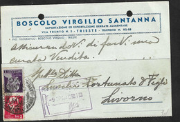 STORIA POSTALE TRIESTE - CARTOLINA INTESTATA DA TRIESTE*4.4.46* AFFRANCATA CON LIRE 1+2 SOPRASTAMPATI AMG VG - Marcophilia