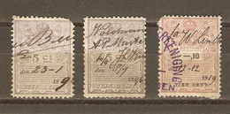 Pays-Bas  - Fiscaux - 1896/1909 - Petit Lot De 3 Timbres - 2 X 5 Centimes - 1 X 10 Centimes - Revenue Stamps