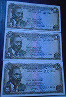 KENYA , P 6b + 6d,  5 Shillings , 1971 1972,  EF/ AU , 3 Notes - Kenya