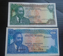 KENYA , P 11b 12a 13b,  5 + 10 + 20 Shillings , 1975 ,  VF Almost UNC TTB - Presque Neuf - Kenia