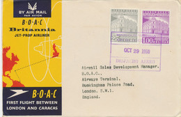 VENEZUELA 1958, Main Post Office Caracas 25 C And 1 B Rare Mixed Postage On Superb First Flight Cover CARACAS - LONDON - Venezuela