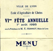 1925 FORMATION AGRICOLE  LYON ECOLE D AGRICULTURE De Cibeins Miserieux (Ain)   FETE ANNUELLE PRESIDENCE  EDOUARD HERRIOT - Historical Documents