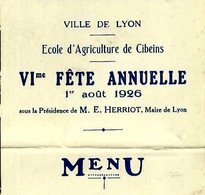 1925 FORMATION AGRICOLE  LYON ECOLE D AGRICULTURE De Cibeins Miserieux (Ain)   FETE ANNUELLE PRESIDENCE  EDOUARD HERRIOT - Historische Dokumente