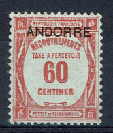 Andorre (postes Françaises), Timbres-taxe, 60c, Recouvrements, 1931, (*), TB - Unused Stamps