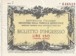 22-7-1902 Ticket D`entrée,Biglietto D`Ingresso,Ministero Della Pubblica Istruzione,Italie - Tickets - Entradas