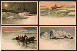 NORVEGE Mission Polaire. Magnifique Lot De 11 Cartes, 10 Neuves 1 Obl. En 1900 Expédition De Nansen Au Pôle Nord 1893/96 - Norvège