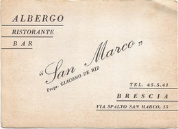 22-7-1905 Albergo Ristorante Bar San Marco  Italie BRESCIA - Visitekaartjes