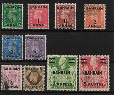 BAHRAIN 1948 - 1949 SET TO 5R ON. 5S SG 51/60 FINE USED Cat £28.75 - Bahrain (...-1965)