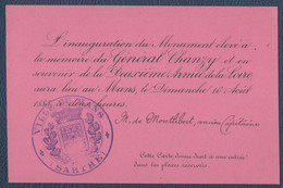 Le Mans.Inauguration Monument Du Général Chanzy.Mr De Montlibert,Capitaine.1885. - Dokumente