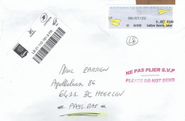 France 2022 Cahors Express LB Barcoded Label « Avions En Papier » ATM EMA Cover Lettre Suivi Aux Pays-Bas - 2000 Type « Avions En Papier »