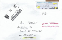 France 2022 Cahors Express LB Barcoded Label « Avions En Papier » ATM EMA Cover Lettre Suivi Aux Pays-Bas - 2000 « Avions En Papier »