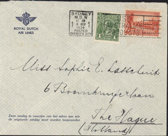 Enveloppe Royal Dutch Air Lines Cachet Sydney N.S.W 6 NOV 1934 Posted Oversea Box Flamme Use Australian Products - Cartas & Documentos