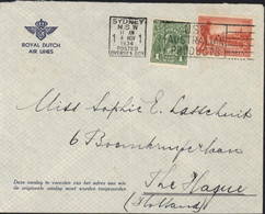 Enveloppe Royal Dutch Air Lines Cachet Sydney N.S.W 6 NOV 1934 Posted Oversea Box Flamme Use Australian Products - Storia Postale