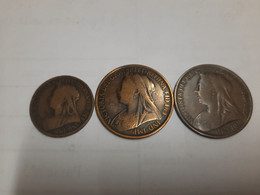 Lot De 3 Pièces Anglaises De La Reine Victoria - Colecciones