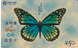 CHINA - Butterfly, China Mobile Prepaid Card Y50, Exp.date 30/06/03, Used - Farfalle