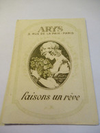 2 Petites Cartes Publicitaires Parfumées/ ARYS, 2 Rue De La Paix Paris/Fox-Trot/ Faisons Un Rêve/Vers 1920   PARF240 - Vintage (until 1960)