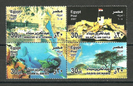 Egypt - 2007 - ( Return Of Sinai To Egypt 25th Anniv. - Landmarks Of Egypt ) - Block Of 4 - MNH (**) - Ungebraucht