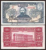 PARAGUAY. 5 Guaranies L.1952. Red Serial Nº. No Fibers. Pick 186a. - Paraguay