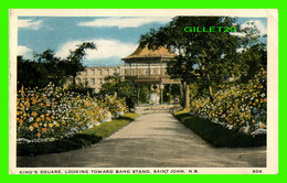 ST JOHN, NEW BRUNSWICK - KING'S SQUARE, LOOKING TOWARD BAND STAND - TRAVEL IN 1943 - CANADIAN ART DEEPTONE SERIES - - St. John