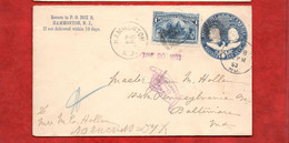 USA 1893 Columbus Ganzsachenumschlag -Hammonton Mit Zusatzfrankatur - Covers & Documents