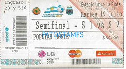 189675 ARGENTINA BUENOS AIRES SOCCER FUTBOL COPA AMERICA 2011 STADIUM UNICO LA PLATA TICKET ENTRADA NO POSTCARD - Tickets - Vouchers