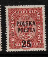 POLAND 1919 25h On 80h Brown SG 49 HM #BBO1 - Unused Stamps