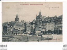 Carte De Strasbourg Place Kléber Avec Monument  ( Recto Verso ) - Straatsburg