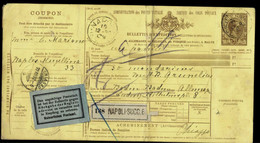 KAISER LICHES POSTAMT COLIS POSTAUX PAKETKARTE  BULLETIN EXPEDITION ZOLL DOUANE ITALIE NAPOLI POUR BADEN-BADEN - Postal Parcels