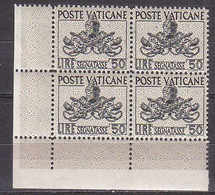 Z2492 - VATICANO Tasse SASSONE N°23 - VATICAN Taxe Yv N°17 ** Quartina Bloc - Taxes