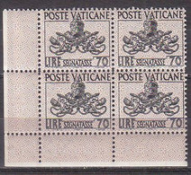 Z2494 - VATICANO Tasse SASSONE N°24 - VATICAN Taxe Yv N°18 ** Quartina Bloc - Segnatasse