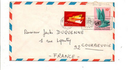 NATIONS UNIES AFFRANCHISSEMENT COMPOSE SUR LETTRE AVION POUR LA FRANCE - Storia Postale