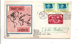 NATIONS UNIES AFFRANCHISSEMENT COMPOSE SUR LETTREFDC  POUR LA FRANCE 1962 - Storia Postale